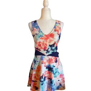MULTI-COLOR SKATER STYLE DRESS W SIDE CUT OUTS-LIGHTWEIGHT & COMFY, GREAT FIT!